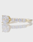 14K Yellow Gold Solitaire Round Brilliant 1 Carat Engagement Ring With Side Stones