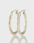 14K Yellow Gold Flat Design Hoop Earrings