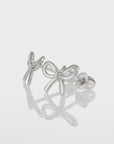 14K Solid White Gold Ribbon Bow Stud Earrings, With Secure Screw-Backs