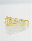 Solid 925 Sterling Silver Solitaire Princess-Cut Square Pave Wedding Pinky Ring