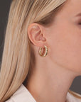 14k Yellow Gold Tornado Diamond Cut Hoop Earrings, 4mm Thin