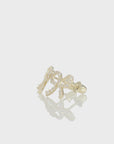 14k Solid Yellow Gold CZ Ribbon Bow Studs, With Screw on Screwbacks