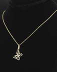 14K Yellow Gold Butterfly Pendant, With 18" Necklace