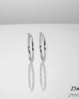 10K White Gold Classic Round Hoop Earrings, All Sizes Available