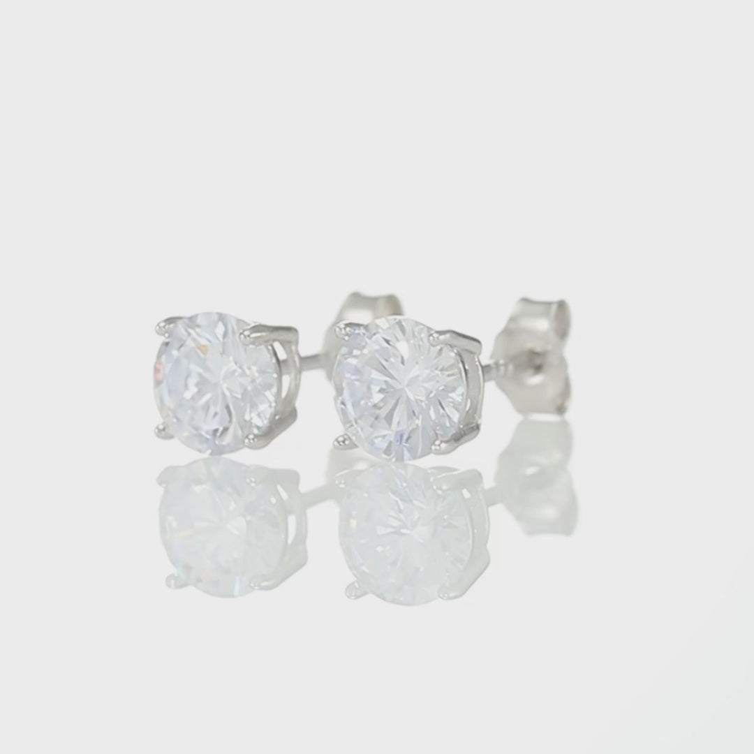 Shuxin Silver Stud Earrings for Women, 3 Pairs 925 Sterling Silver Cubic Zirconia & Ball & Pearl Stud Earrings Set, Small Sleeper Cartilage Studs, Come with Silver Butterfly Earring Backs, Size: 4mm