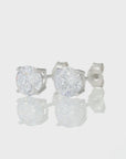 Sterling Silver Simulated Diamond Studs, With Secure Pushbacks