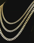 14K Solid Yellow Gold Curb Link Chain Necklace, 18 Inches