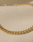 14K Solid Yellow Gold Curb Link Chain Bracelet, 7 Inches