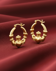 925 Sterling Silver Gold-Tone Heart & Crown Claddagh Hoop Earrings