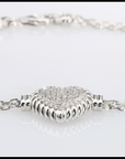 Sterling Silver Heart Bracelet, Italian Handmade Love Style Jewelry