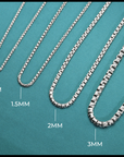 Sterling Silver Italian Box Chains With Diamond-Cut Engravings, With Strong Lobster Lock