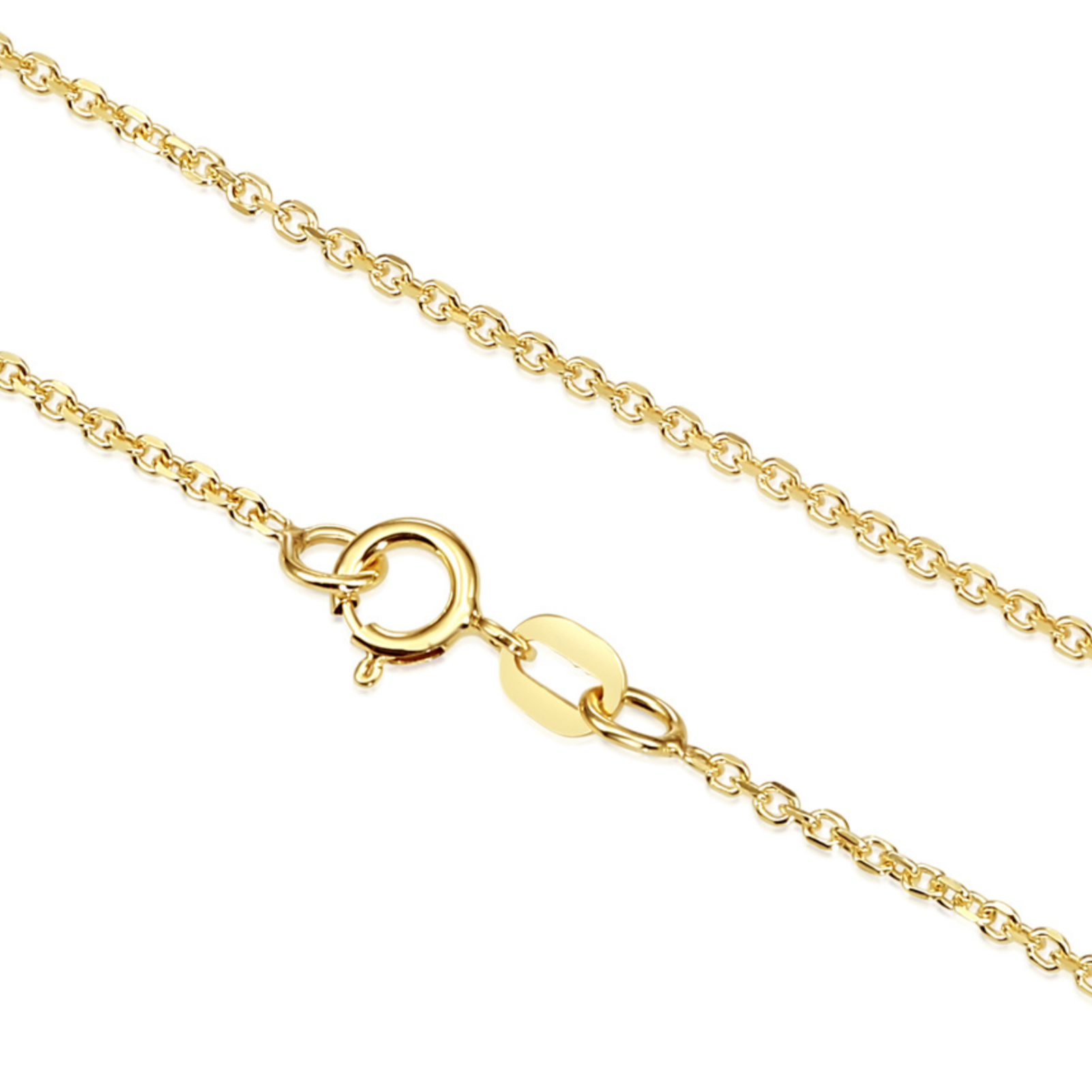 14k Solid Yellow Gold Diamond-Cut Cable Chain, Made in Italy, Necklace 16-18 Inch 0.9mm-1.5mm