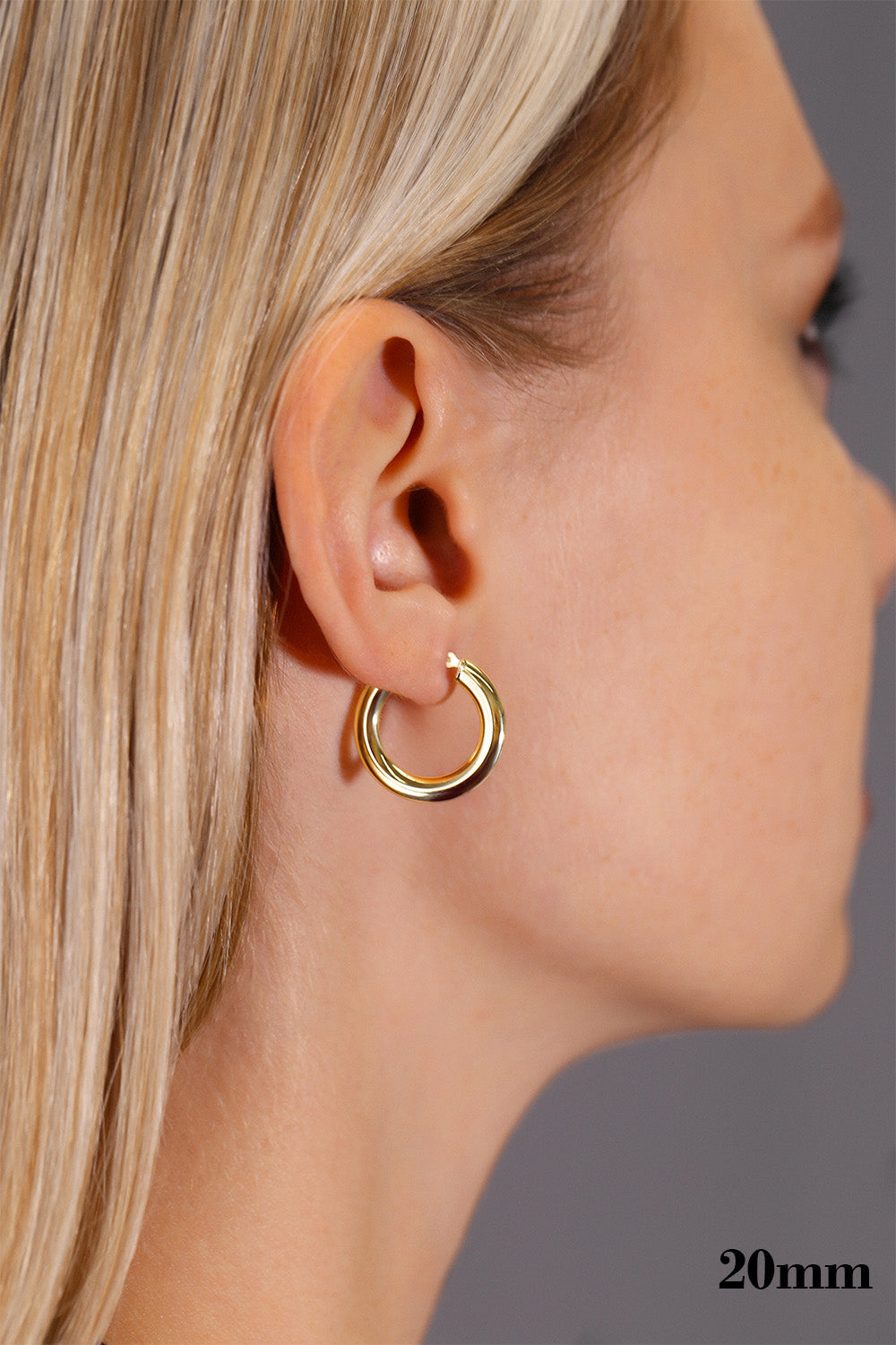 14K Yellow Gold Flat Design Hoop Earrings