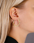 14K Yellow Gold Flat Design Hoop Earrings