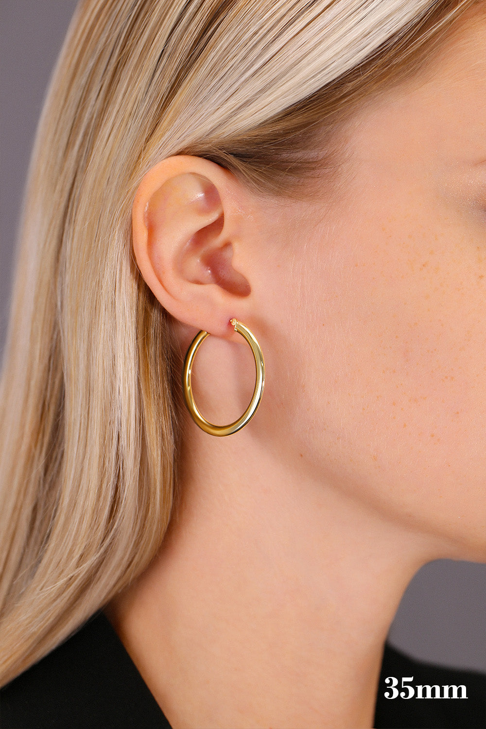 14K Yellow Gold Flat Design Hoop Earrings