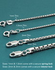 Sterling Silver Italian Box Chains With Diamond-Cut Engravings, With Strong Lobster Lock