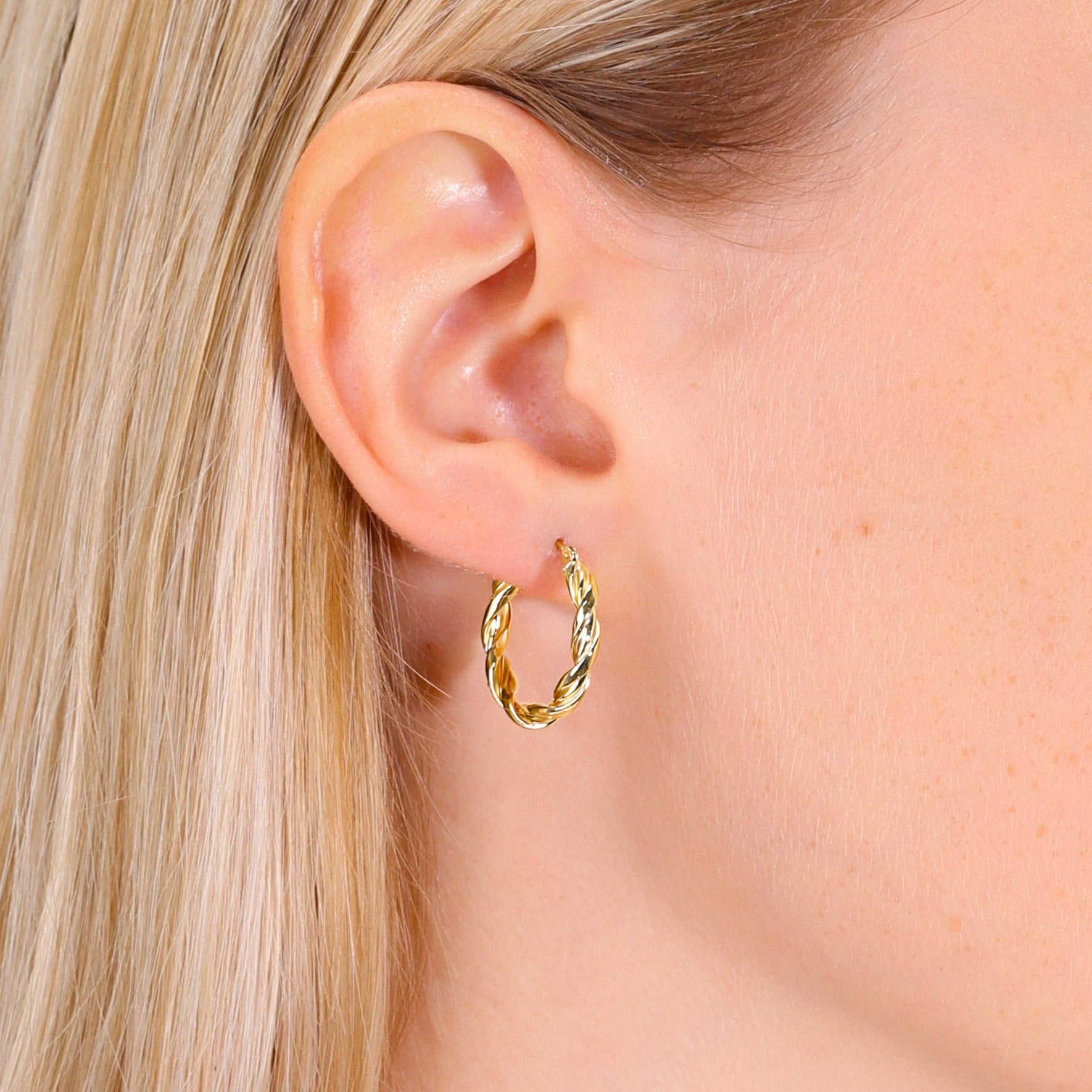 14k Yellow Gold Twisted Hoop Earrings – Tilo Jewelry®