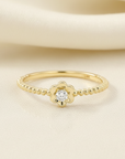 14K Yellow Gold Lab Diamond Flower Ring, 0.07ctw