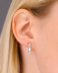 14K White Gold Plain Huggie Hoop Earrings