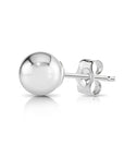 14k White Gold Classic Ball Stud, Single Earring, Pushback