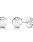 14k White Gold Classic Ball Stud Earrings with Pushbacks