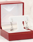 14K White Gold French-back Ball Dangle Earrings