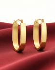 14k Gold U-Shape Oval Hoop Earrings