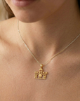 14K Yellow Gold Mom With Children Pendant Necklace
