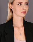 CZ Round Solitaire Halo Charm Necklace in Sterling Silver