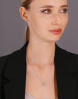 CZ Wishbone Solitaire Charm Necklace in Sterling Silver