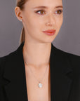 CZ Round Halo Charm Necklace, 1038 in Sterling Silver