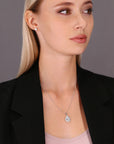 CZ Solitaire Teardrop Charm Necklace in Sterling Silver