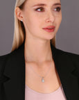 CZ Baby Girl, New Mom Charm Necklace in Sterling Silver