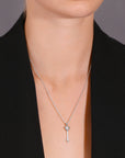 CZ Key to My Heart Charm Necklace in Sterling Silver