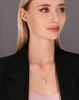 CZ Open Heart Charm Necklace in Sterling Silver