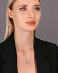 CZ Love Barrel Charm Necklace in Sterling Silver