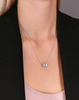 CZ Love Barrel Charm Necklace in Sterling Silver