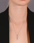 CZ LOVE Charm Necklace in Sterling Silver