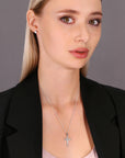 CZ Religious Cross Charm Necklace in Sterling Silver