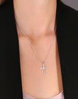 CZ Cross Charm Necklace in Sterling Silver