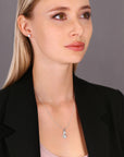 CZ Figure Eight Infinity Charm Necklace in Sterling Silver