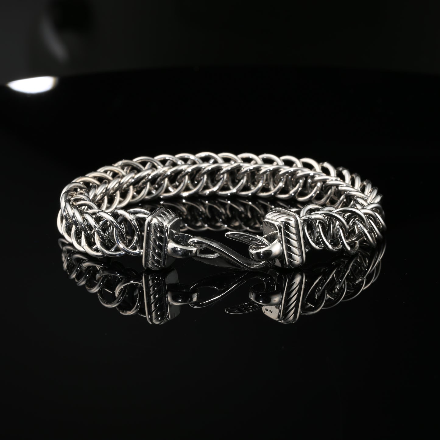 Sterling Silver Handmade Snake-Styled Byzantine Chain Bracelet. Unisex