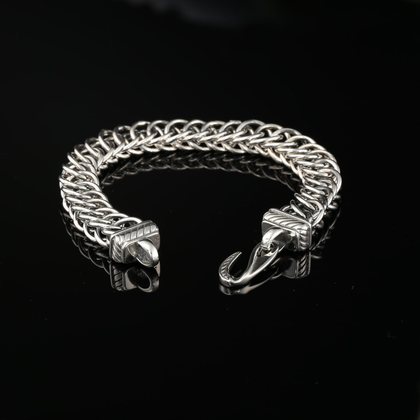 Sterling Silver Handmade Snake-Styled Byzantine Chain Bracelet. Unisex