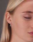 CZ Cupids Arrow Dangle Stud Earrings in Sterling Silver