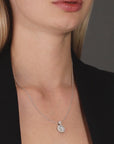 Solitaire and Halo Charm Necklace with CZ in Sterling Silver