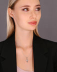 CZ Cross Charm Necklace in Sterling Silver
