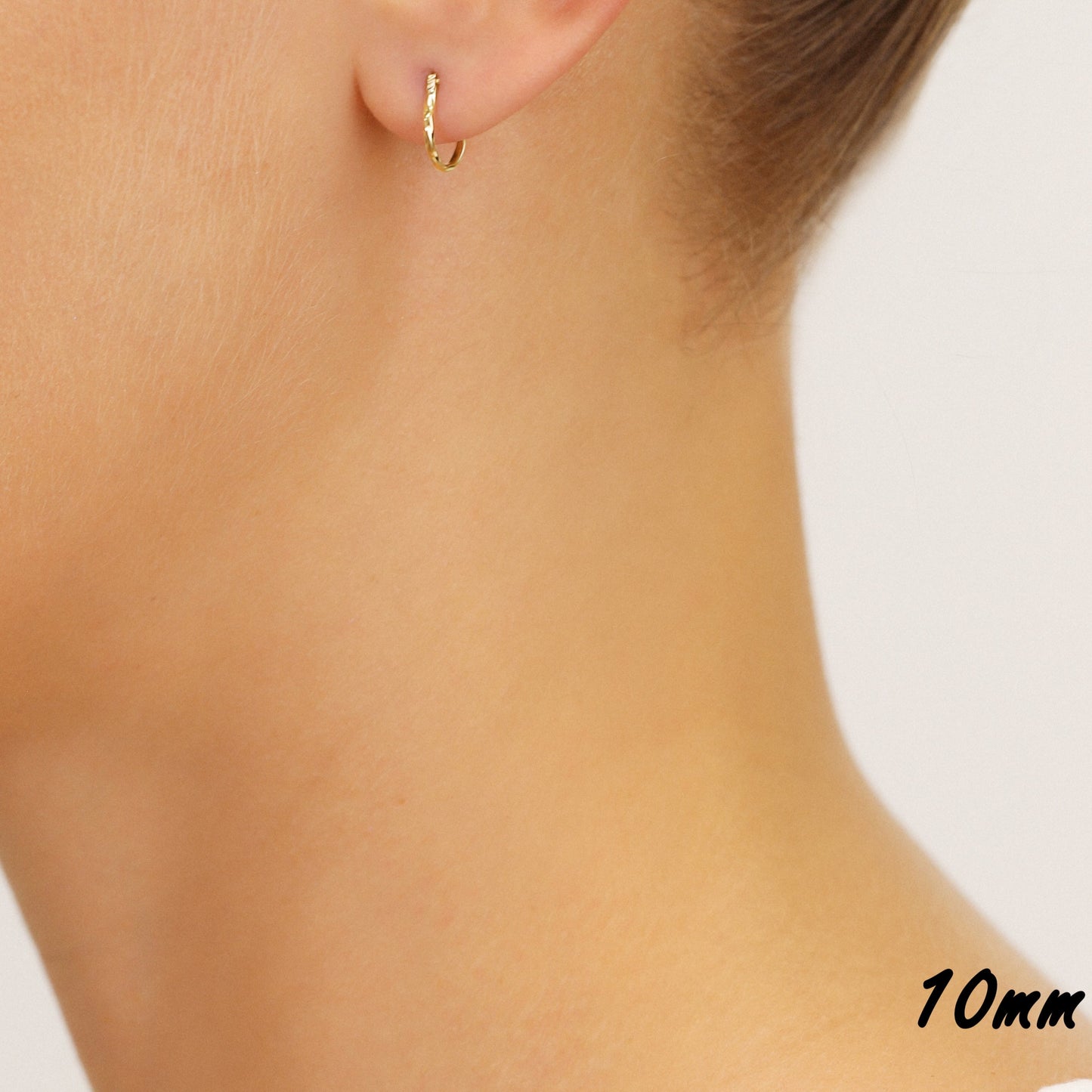 14k Yellow Gold Thin Twisted Hoop Earrings