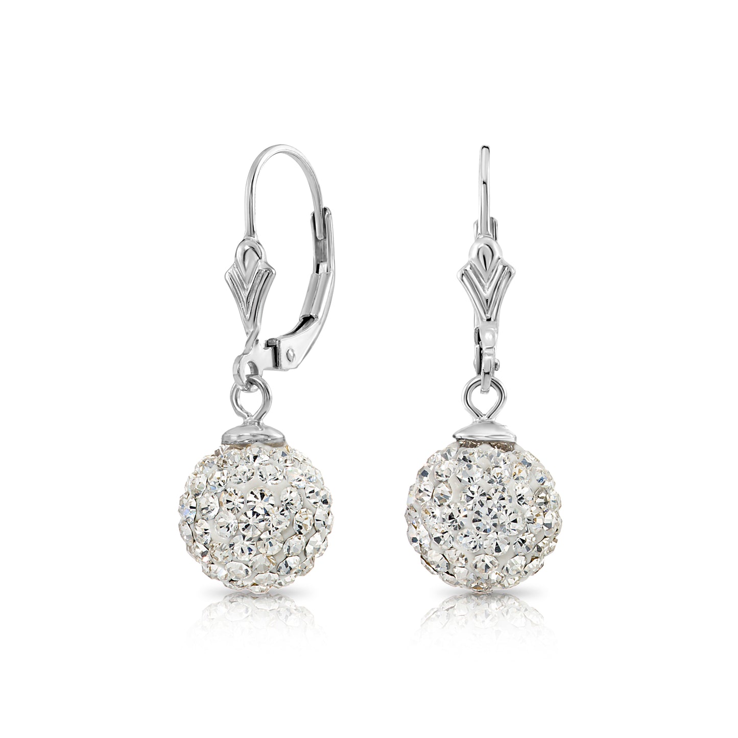 Sterling Silver Crystal Ball French-back Earrings