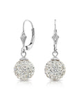 CZ Crystal Ball French-back Dangle Earrings in Sterling Silver