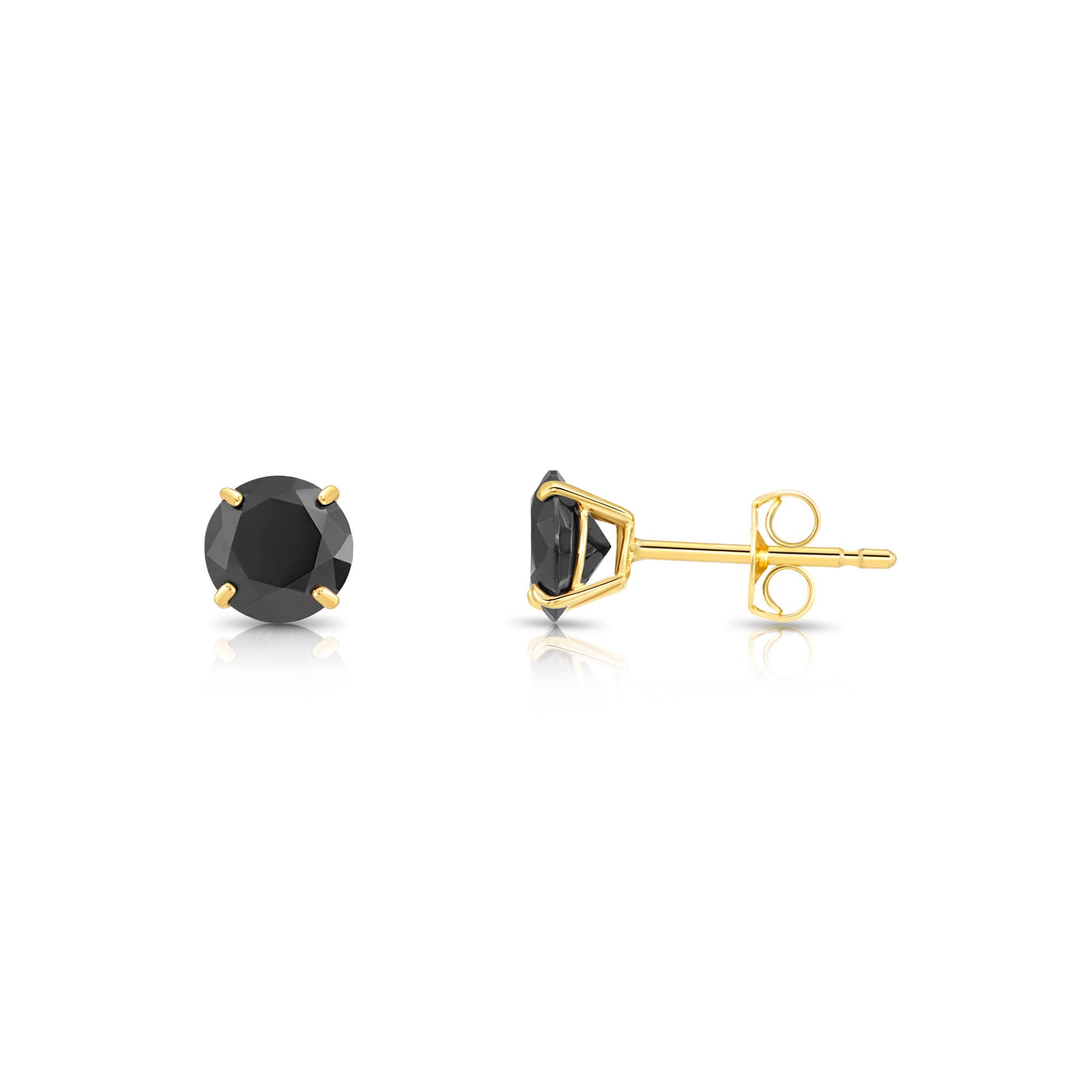 10k Yellow Gold Birthstone Stud Earrings with Pushbacks, 5mm, Available in 13 Colors